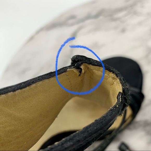 L.A.M.B. Gwen Stefani Two Tone Strappy Sandal Pumps Leather Black event 10 dress - Picture 9 of 16